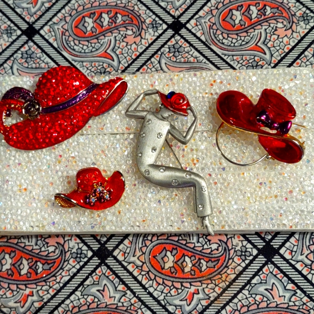 Red hat various brooches